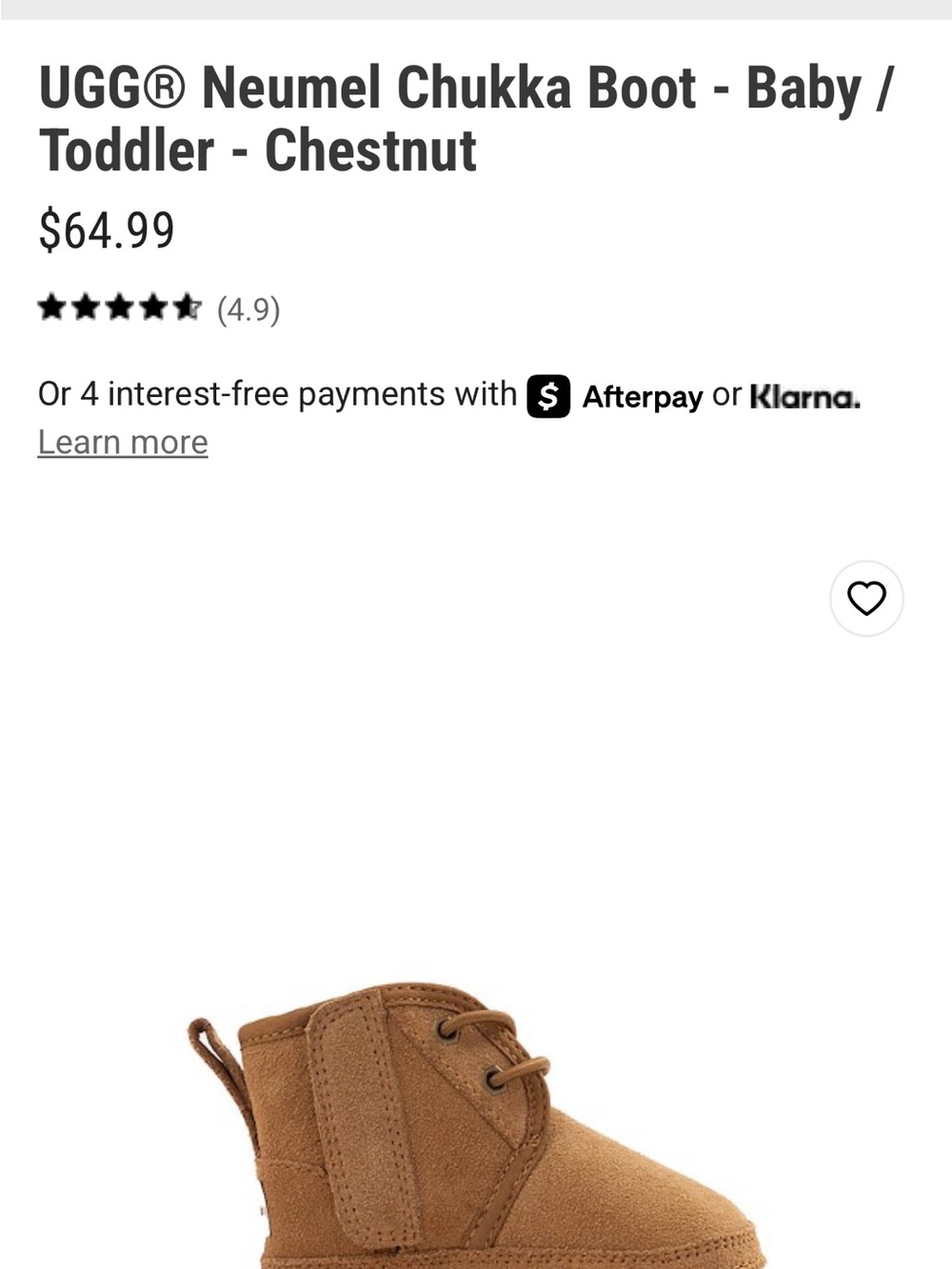 UGG Chestnut Neumel Chukka Boot for Kids